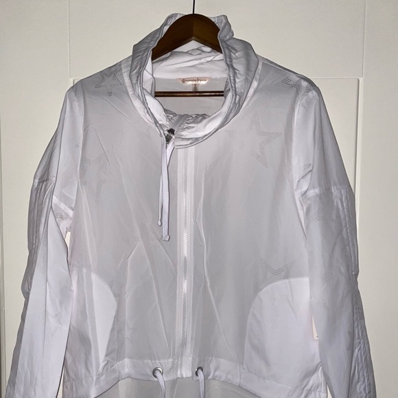 NEW Nanette Lepore Running Stars Drawstring Cowl Neck Raincoat Jacket Women L - Picture 5 of 11